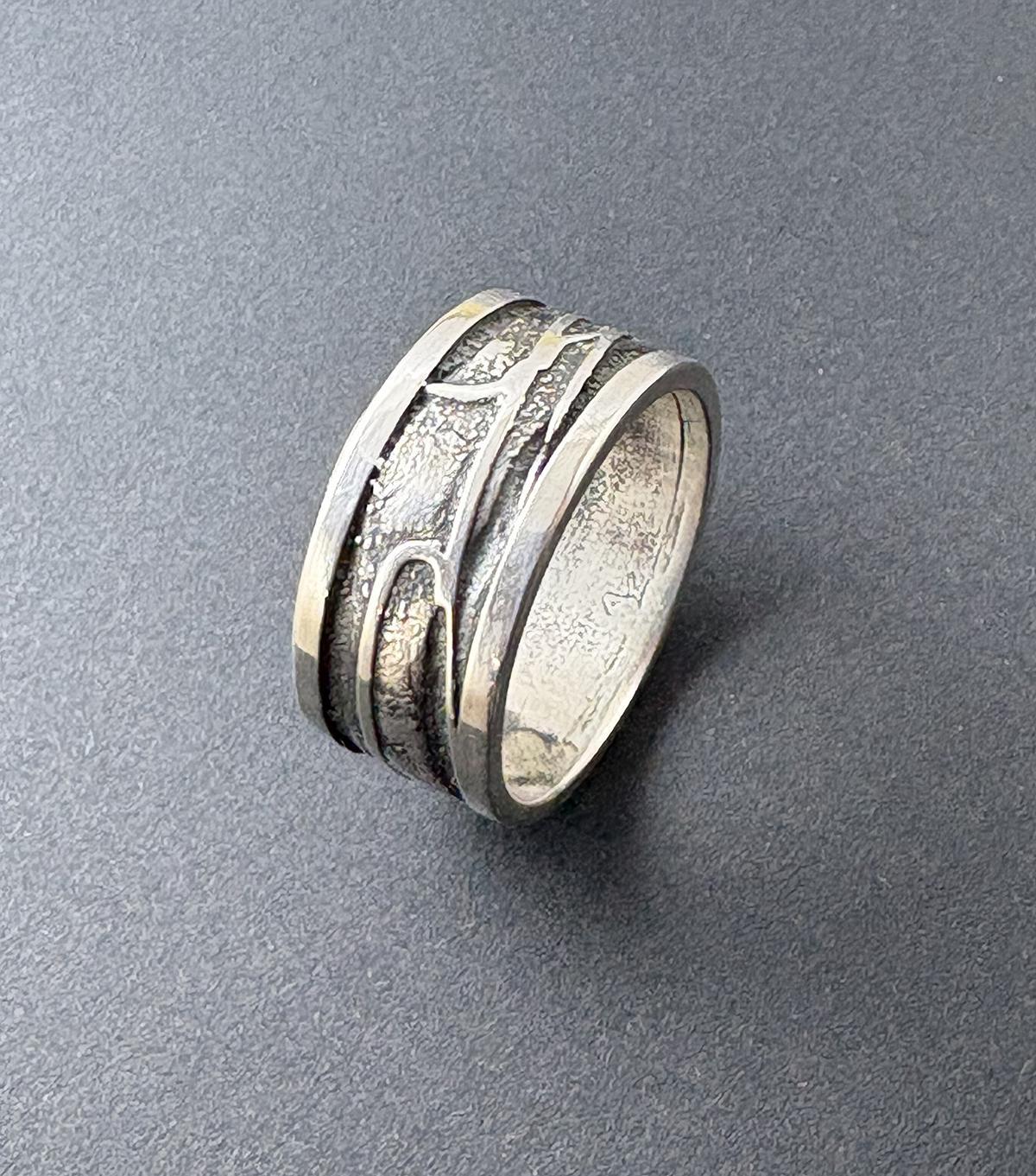 192 Fused texture sterling silver ring