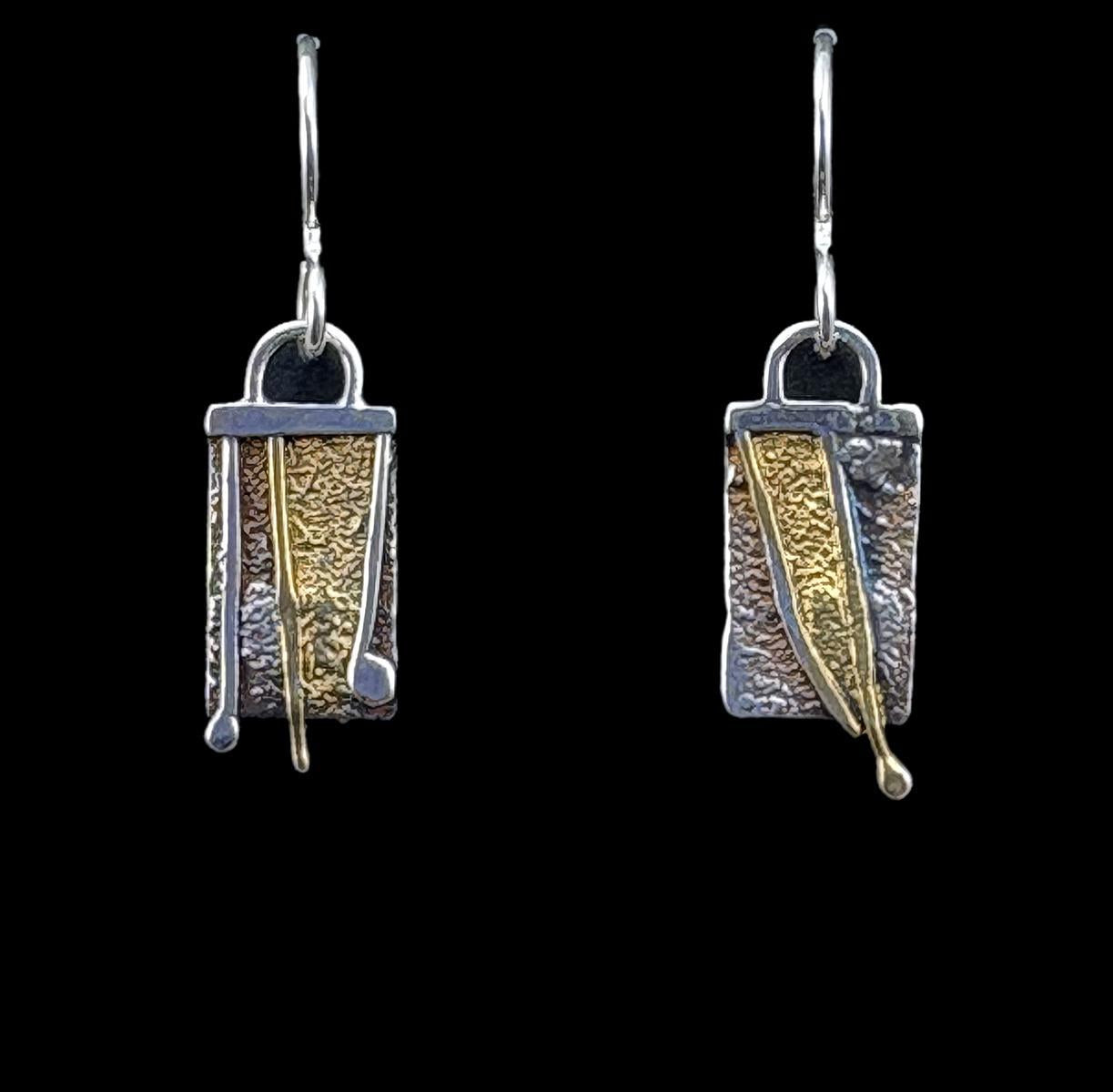 369 5/16" Wide "Reeds" rectangular earrings