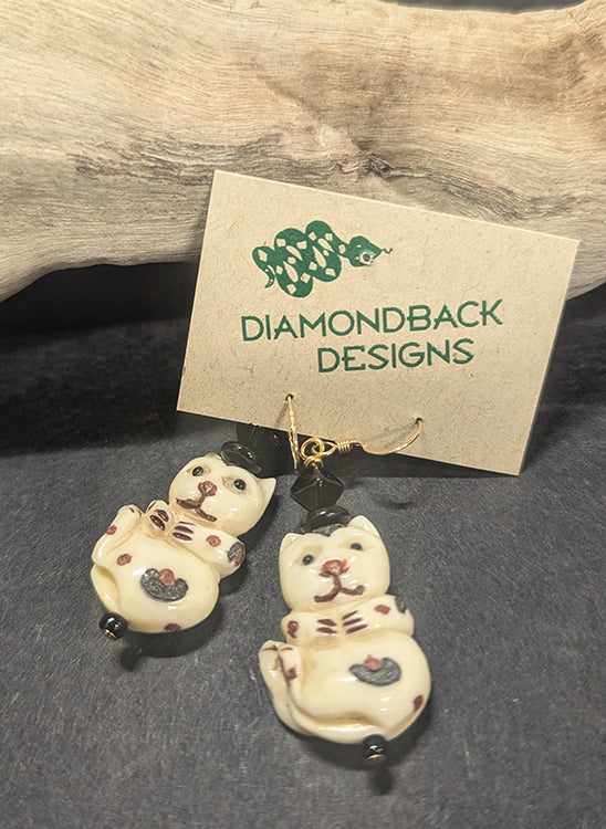 Bone Cat Earrings 10833