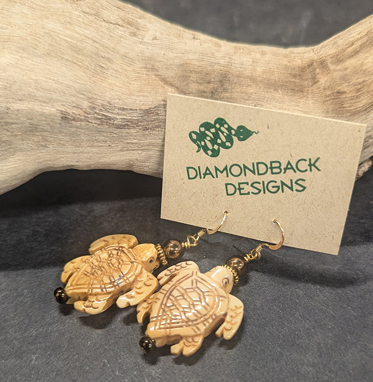 Bone Sea Turtle Earrings 11150