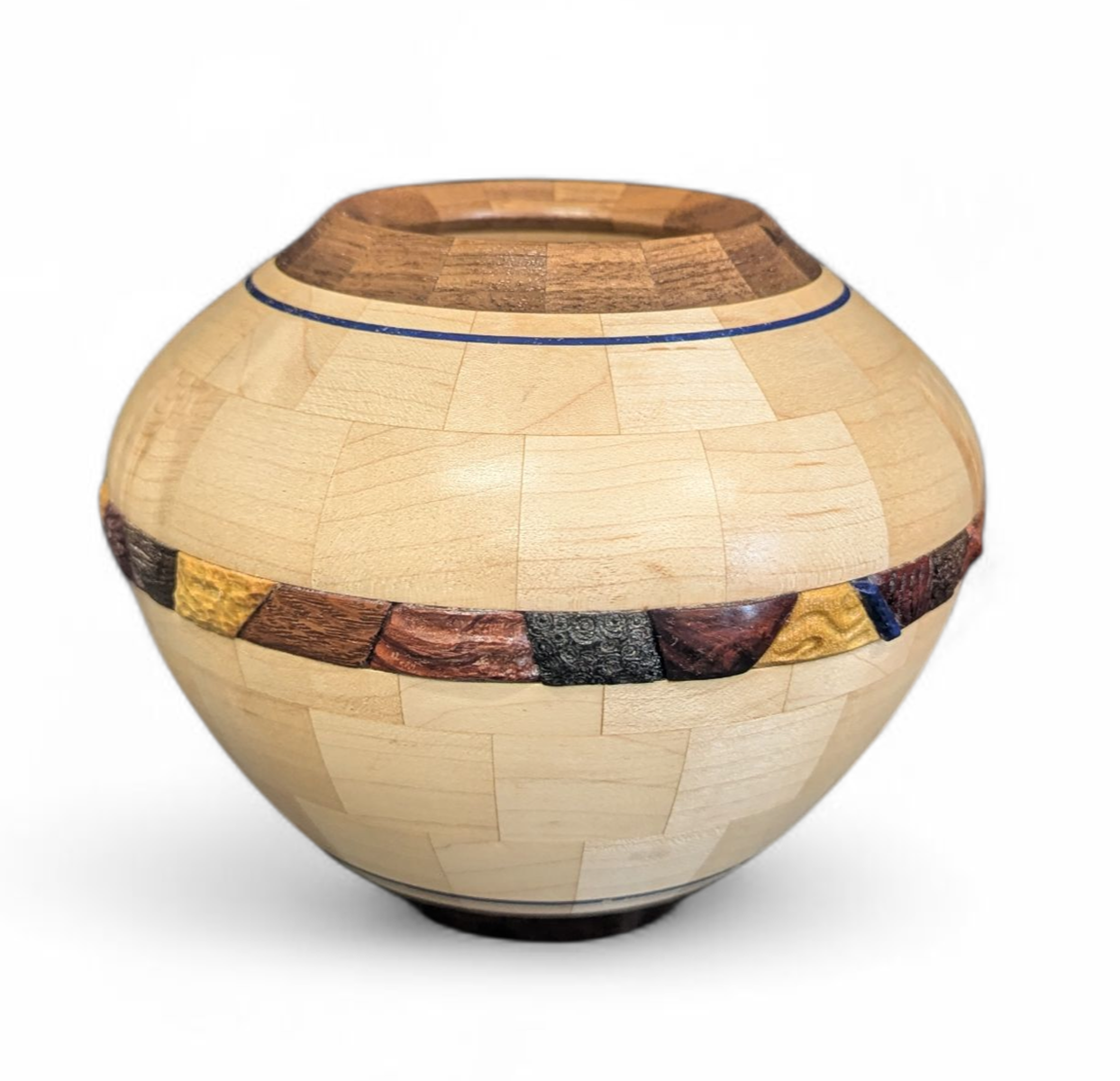 161 Lapis & Exotic Wood inlay Pot