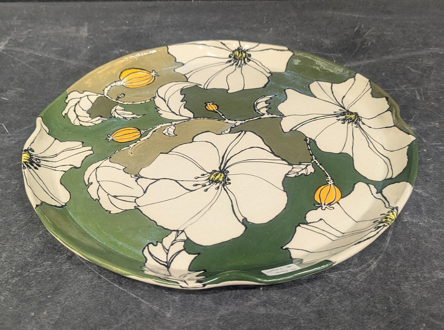 Green Flowers large Plate