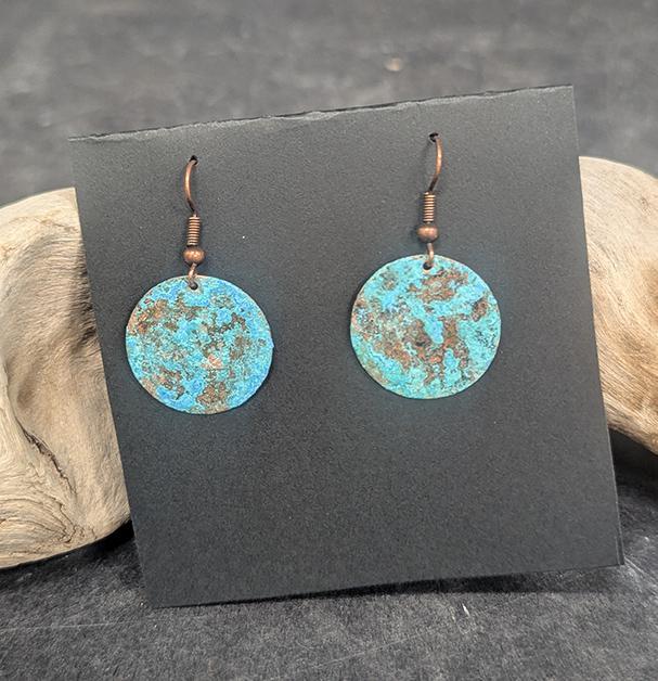 575 Round Copper Patina Earrings
