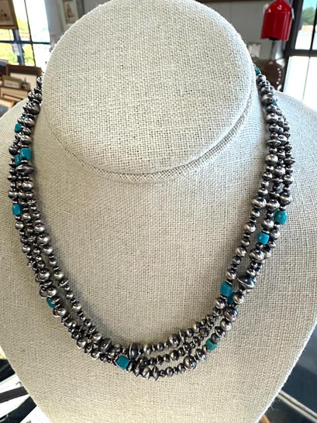 5095 Triple Strand Navajo Pearl/Turquoise Necklace