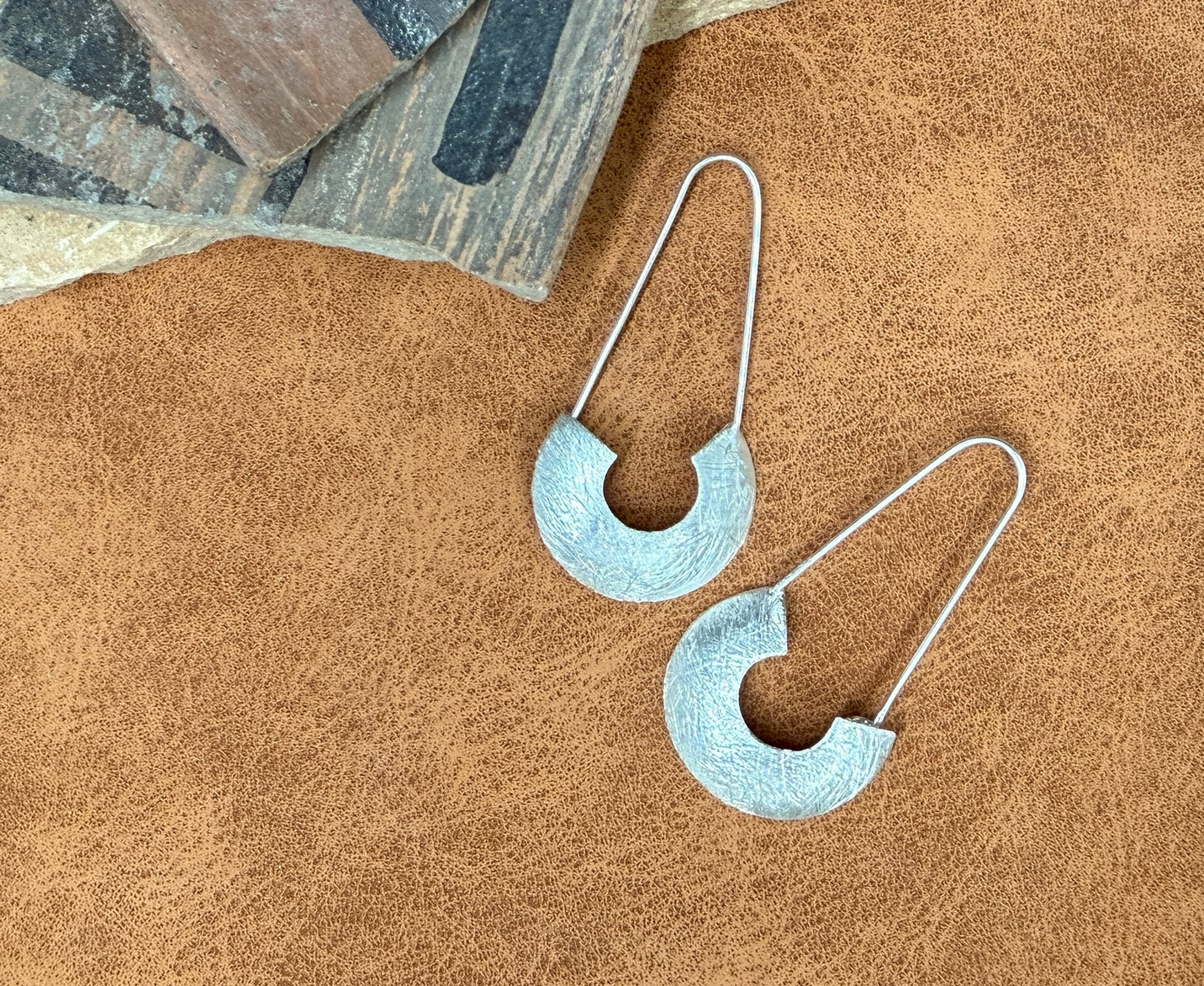 Sterling Silver Hand Brushed Earrings