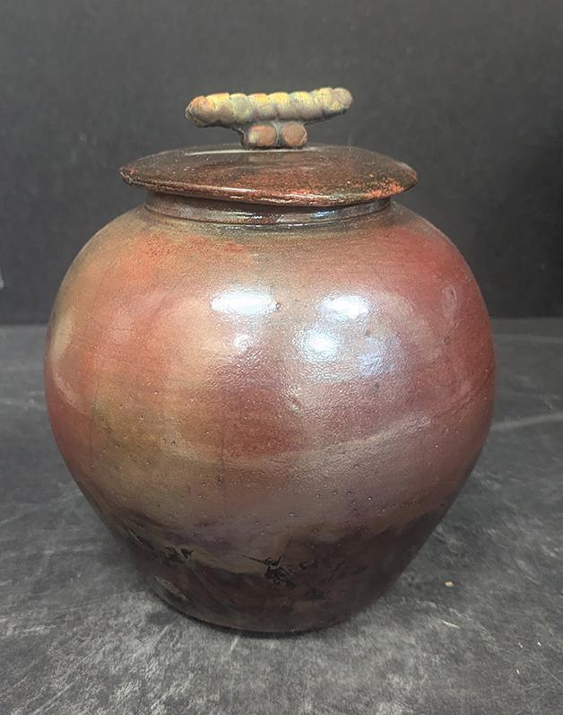 482 Med Raku Pot w/Lid
