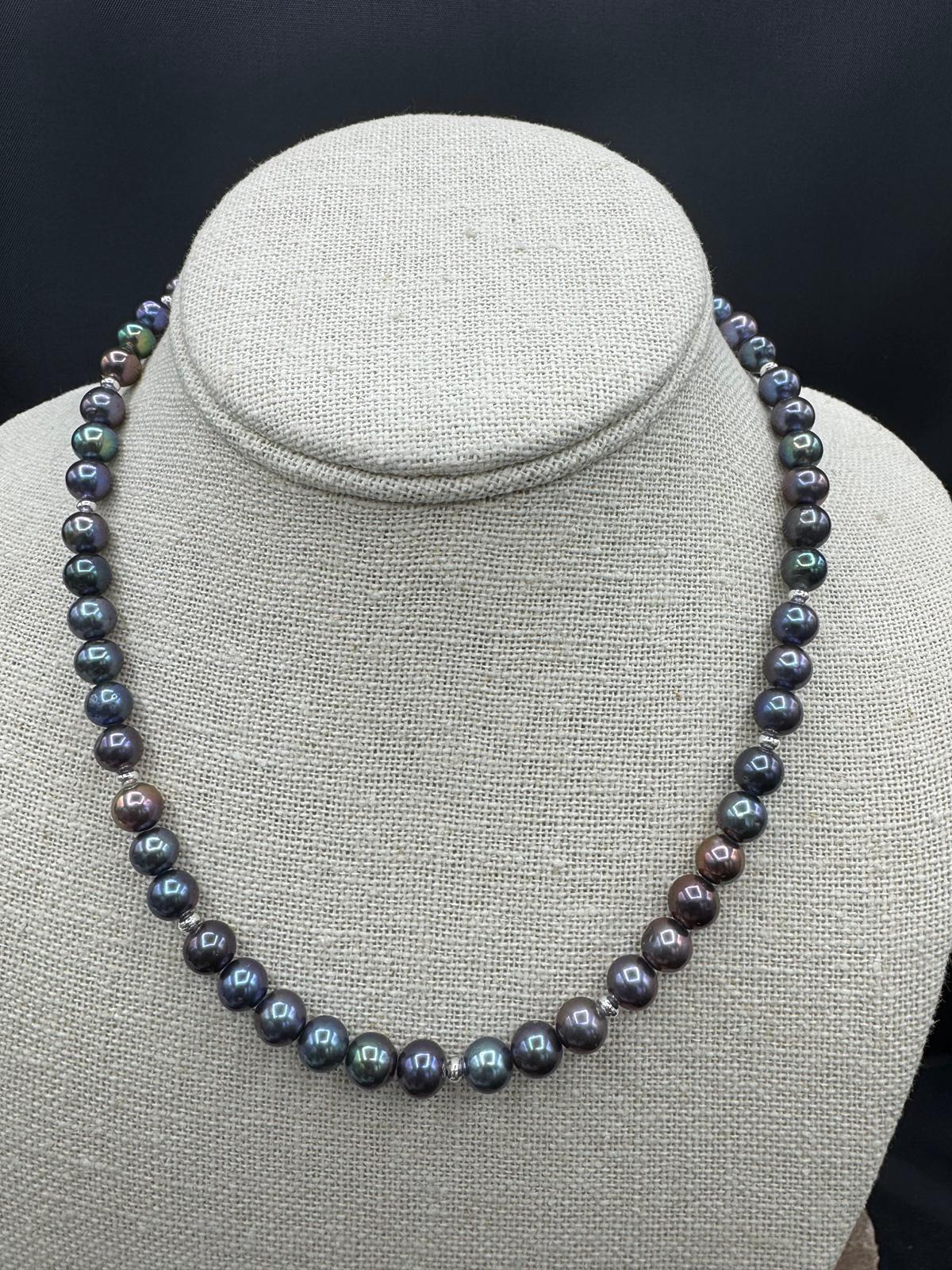 5175 AAAA Rainbow Peacock Pearl Necklace