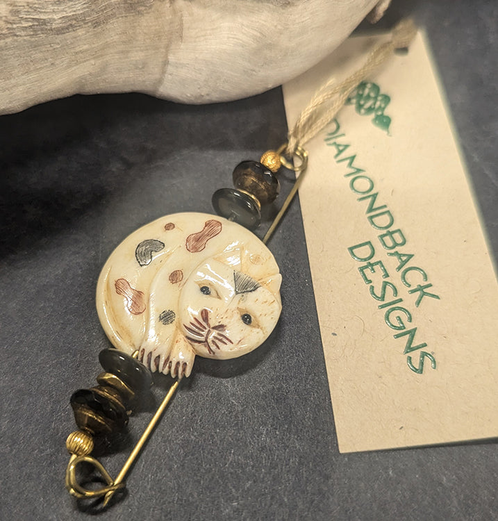 Bone Cat Pin 5419