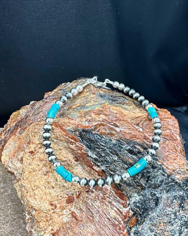 Turquoise, Oxidized Sterling Silver Bracelet