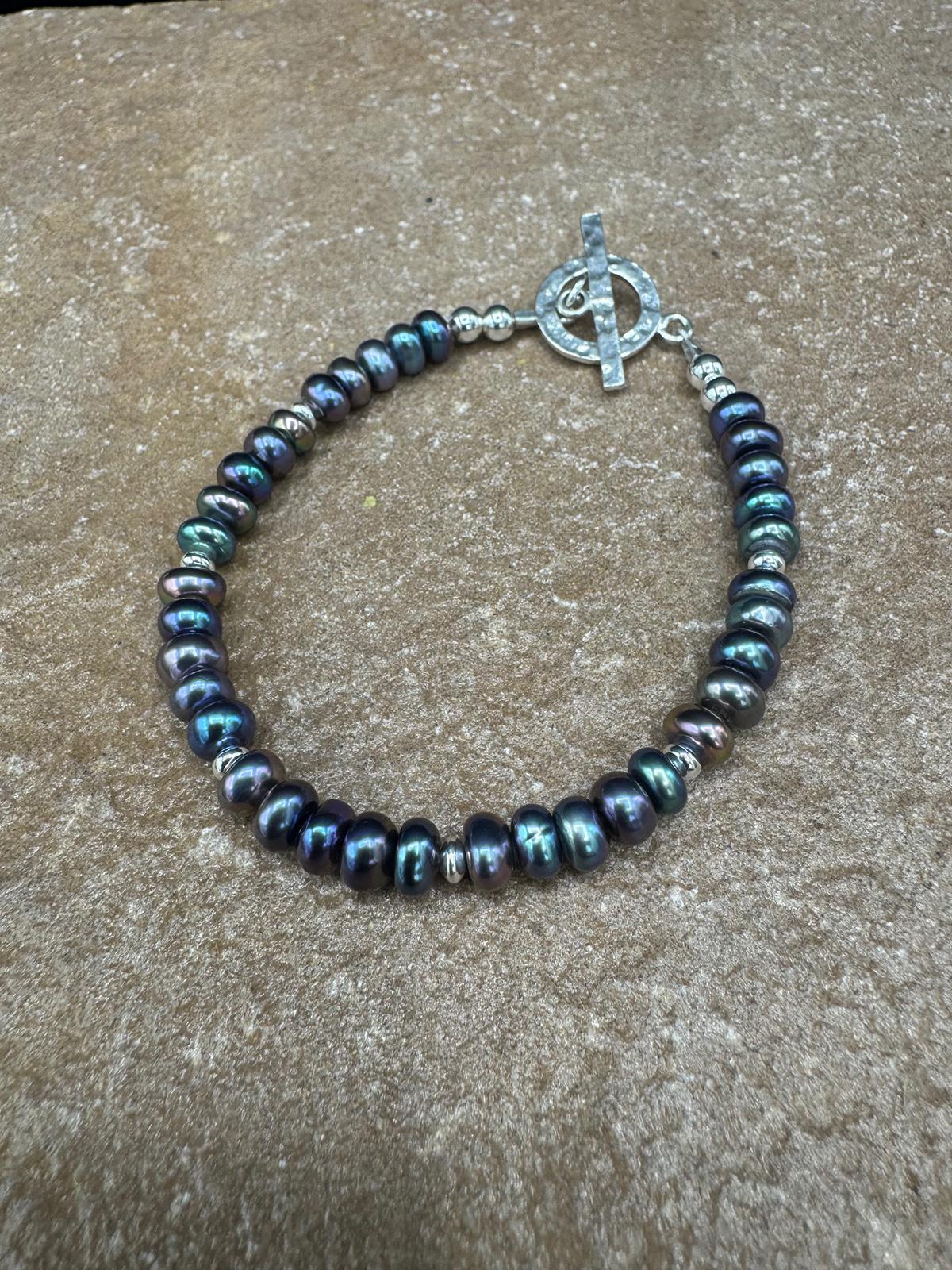 5176 AAA Rainbow Peacock Pearl Bracelet