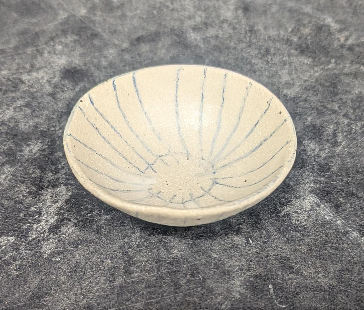 166 Small White bowl w/Blue Stripes