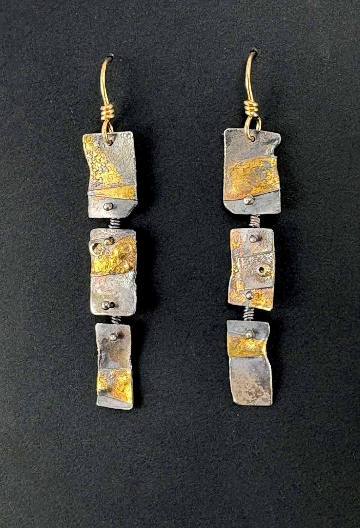 347 3 pc Rectangular, pinned earrings