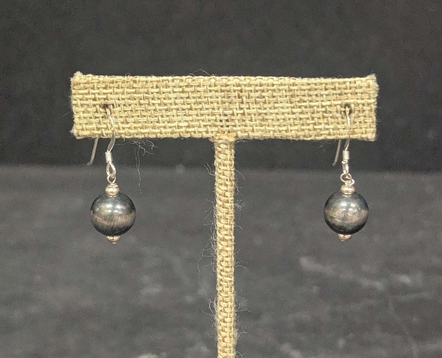 5094 Single Oxidized SS Bead Earrings