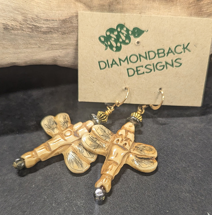 Bone Dragonflies earrings 8114