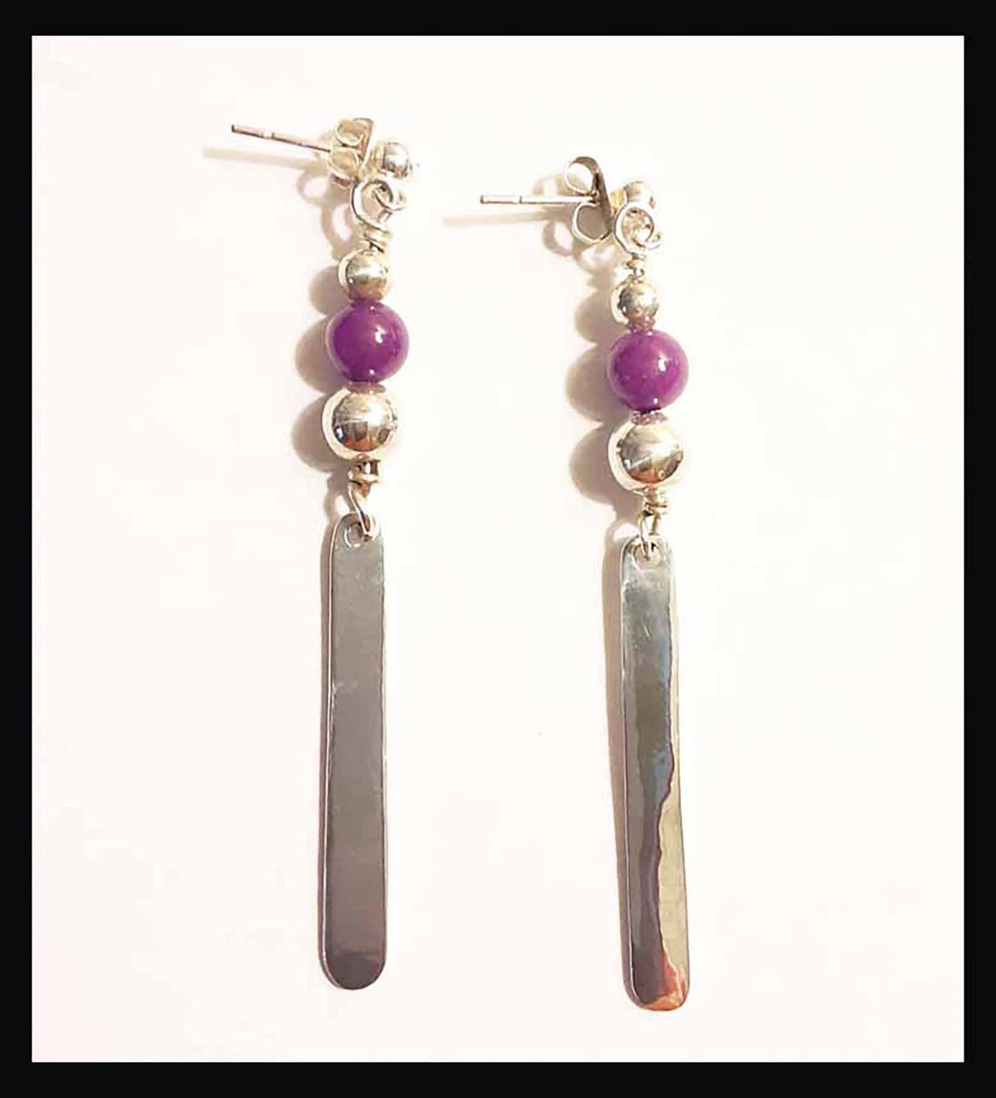209 Sugalite & SS Dangle Earrings
