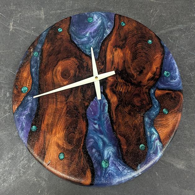 61 Redwood & Epoxy Clock