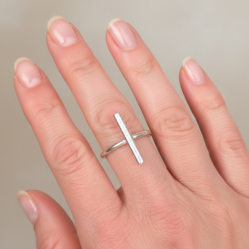 Vertical Mini Tube Ring (Sterling)