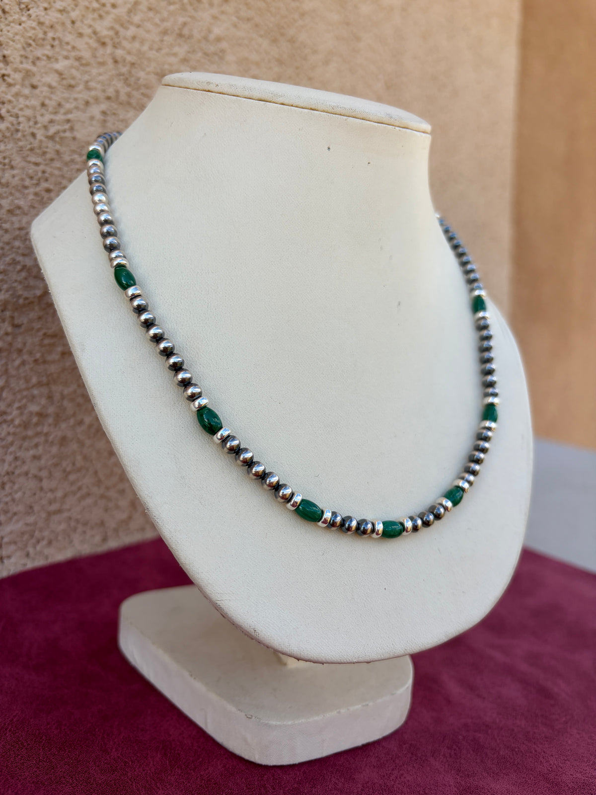 Navajo Pearl and Malachite Necklace