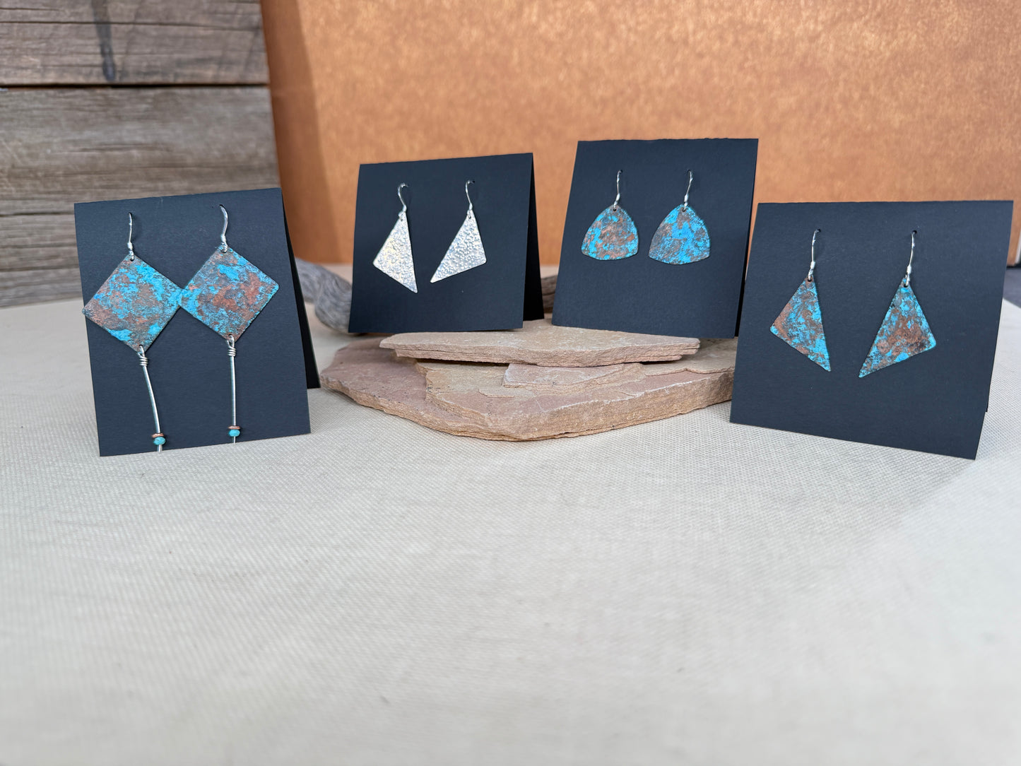 Patina Copper with Turquoise Dangle Earrings