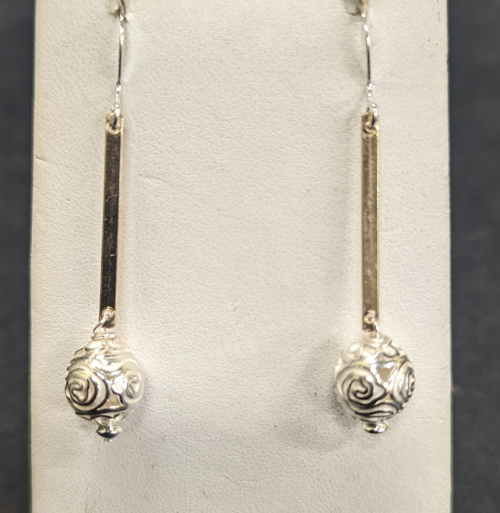 Floral Etched Bead Earrings