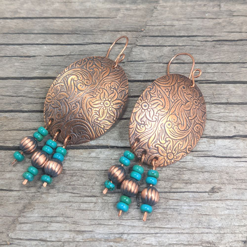 E Cppr Oval/turq 174