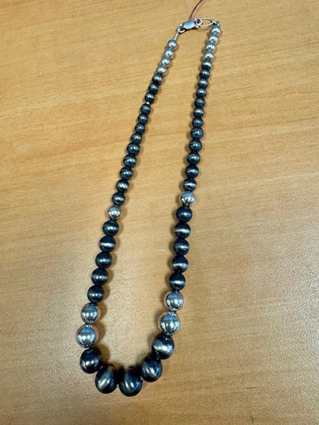 5045 Sterling & Oxidized Graduated Necklace