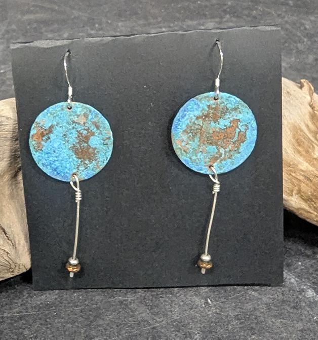 577 Round Copper Patina Earrings