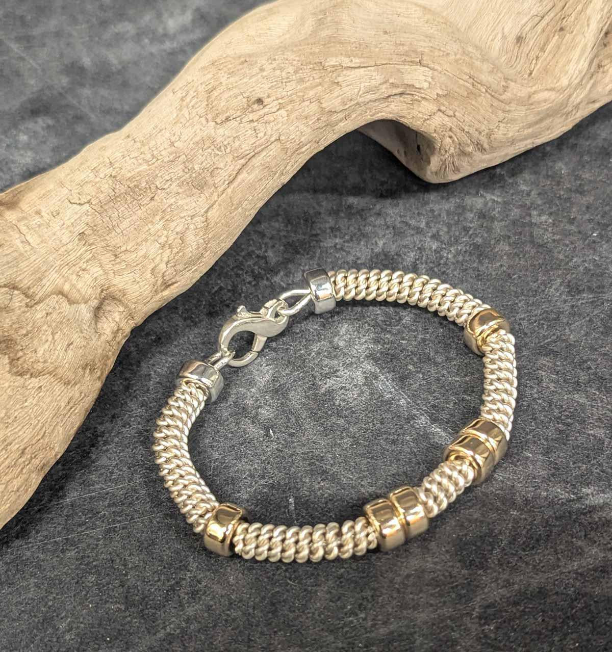5056 Sterling Silver 14kt gf Woven Bracelet