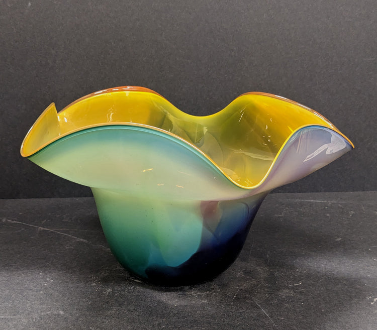 Medium Blue Fluted Bowl 307