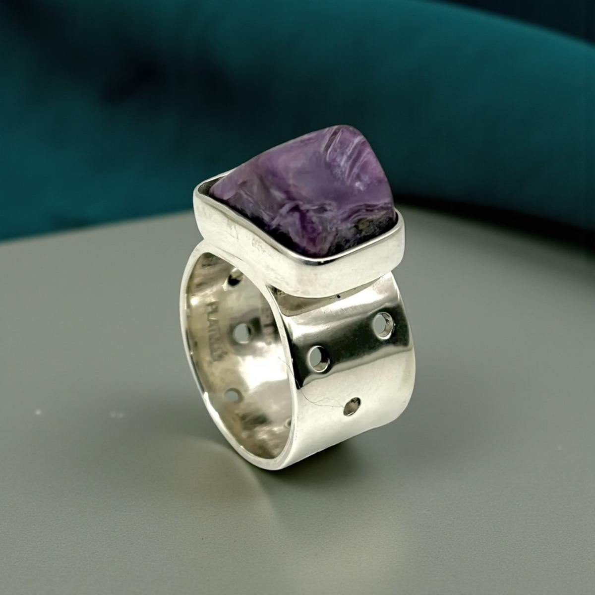 66 Chariot of Violet Splendor Sterling Silver Platinum Ring