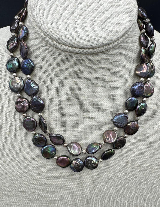 6006 Baroque Black Coin Pearl Necklace