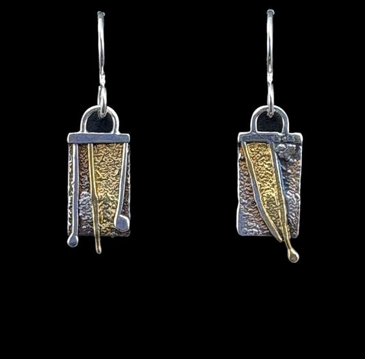 369 5/16" Wide "Reeds" rectangular earrings