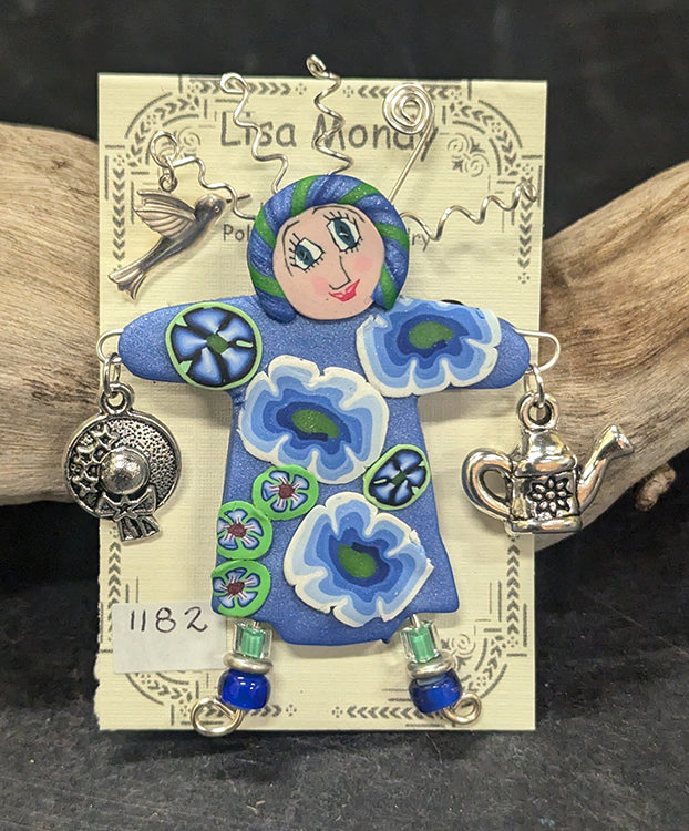 Blue Gardening Lady Pin 1182