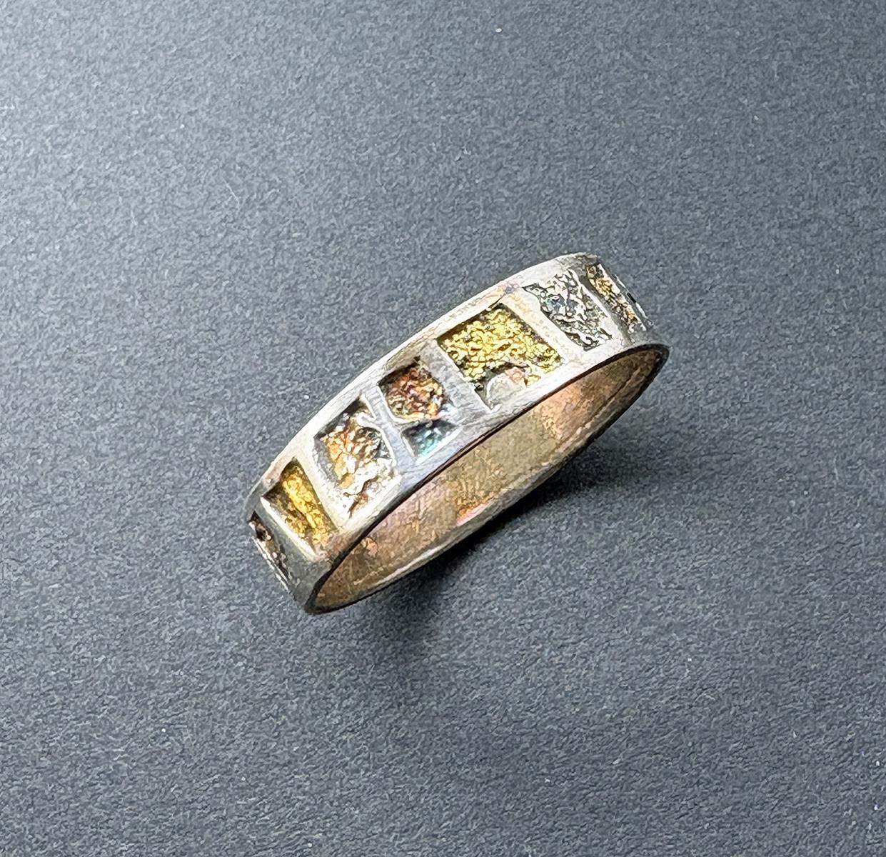 292 Ring, reed, sterling silver with 24kt Keum Boo(5mm) wide