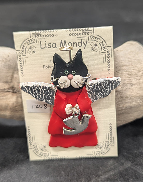 1208 Red Cat angel Pin