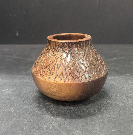 Carved Walnut Pot 146