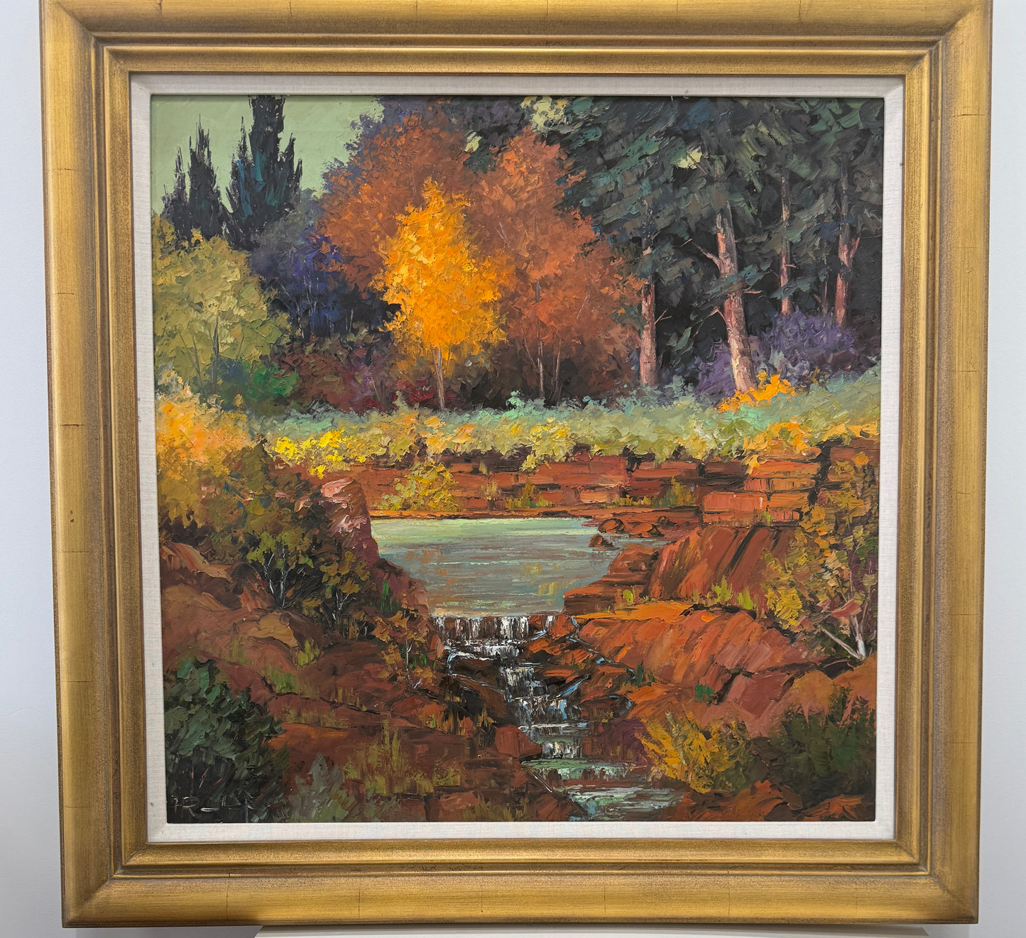 Untitled: Fall Scene by Stream by Hans Ressdorf