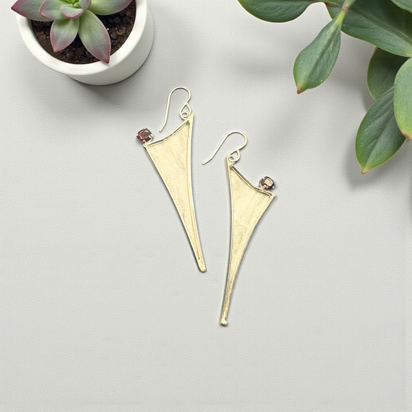 Rice Paper Sterling Silver Garnet Earrings