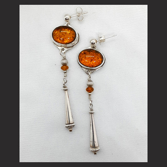 170 Amber Bezel Mt Earrings