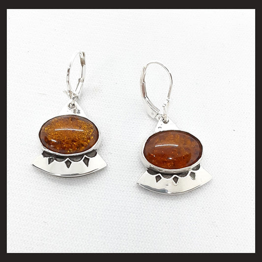 172 Amber SS Burst Earrings