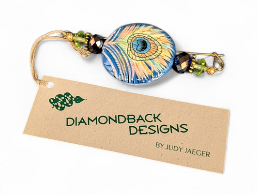 9853 Ceramic Peacock Pin