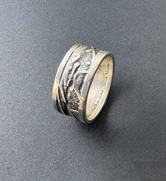 191 Fused texture sterling silver ring