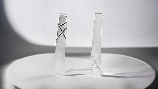 55 Asymmetrical Parallel Whispers in Sterling Silver Bar Earrings