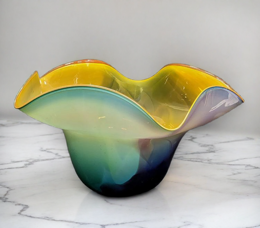 Medium Blue Fluted Bowl
