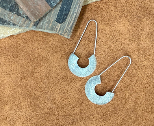 Sterling Silver Hand Brushed Earrings