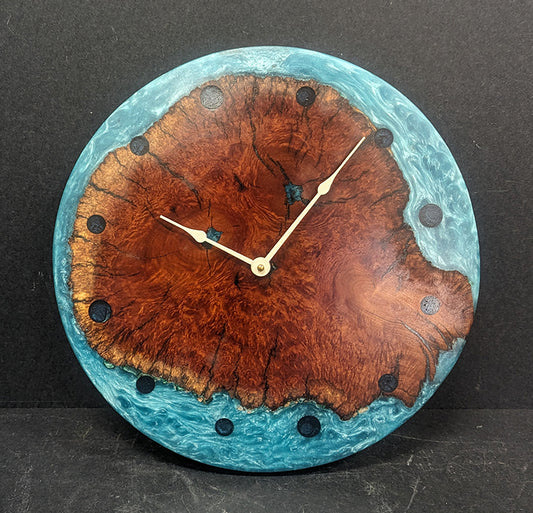 Amboyna Turquoise Clock 34