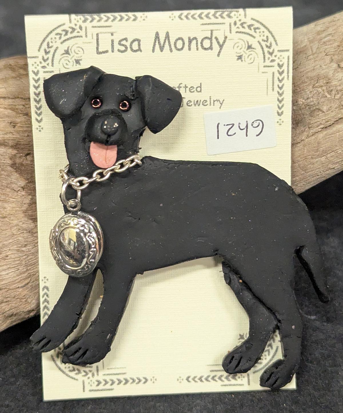 1249 Black lab with locket Pin
