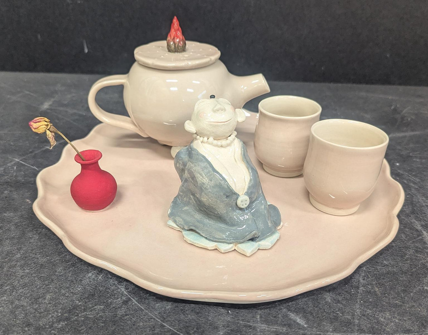 Rose Tea Set w Buddha