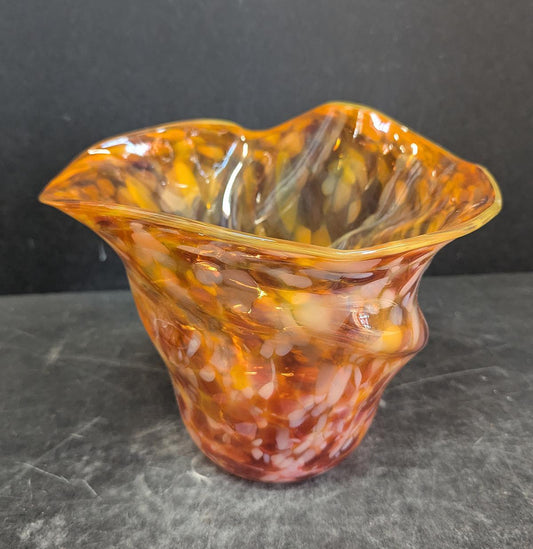 528 Small Fluted Bowl Orange/Pink