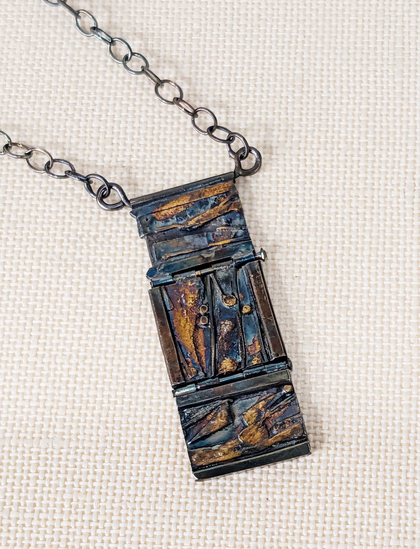 Abstract Collage Hinged Pendant